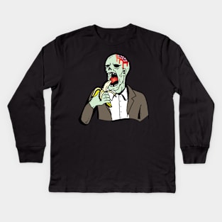 vegan zombie eating fruits and vegetables Kids Long Sleeve T-Shirt